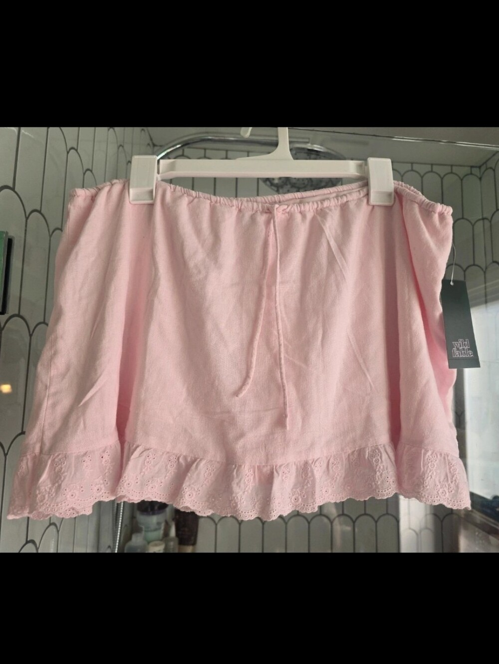 NWT Wild Fabke Pink Eyelet Trim Casual Women's Skirt (With Shorts)